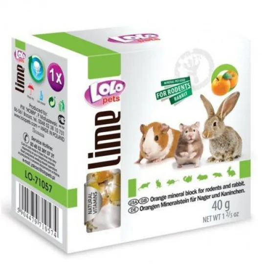 LOLO pomarancovy mineralny kamen pre hlodavce 40 g