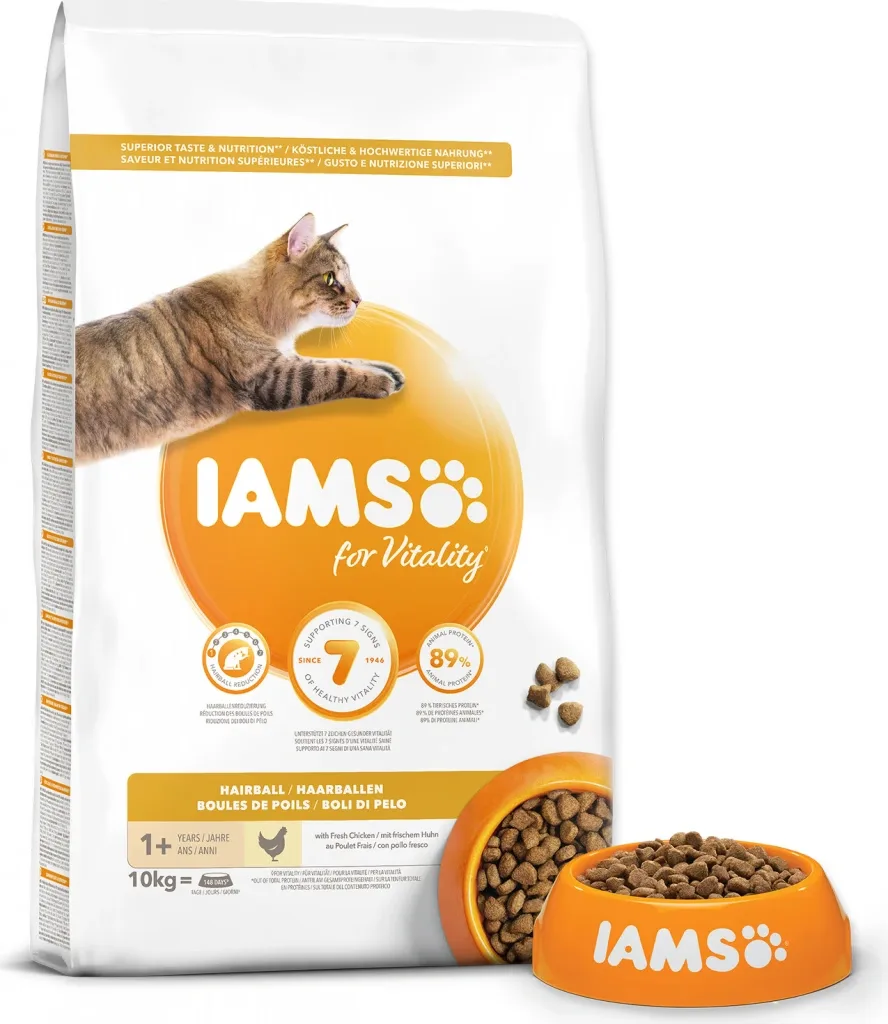 IAMS for Vitality Adult Cat Food Hairball (velke)