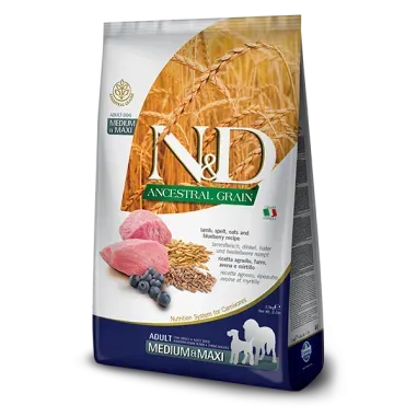 Farmina N&D dog AG adult medium & maxi, lamb, spelt, oats & blueberry 12 kg