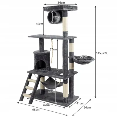 Macaci skrabaci strom 141 cm sivy