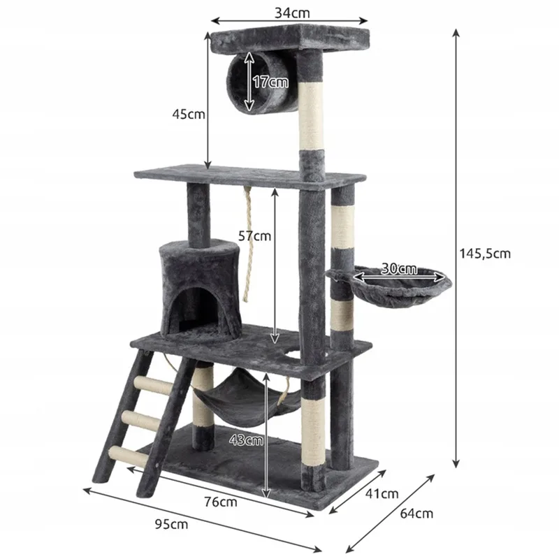 Macaci skrabaci strom 141 cm sivy